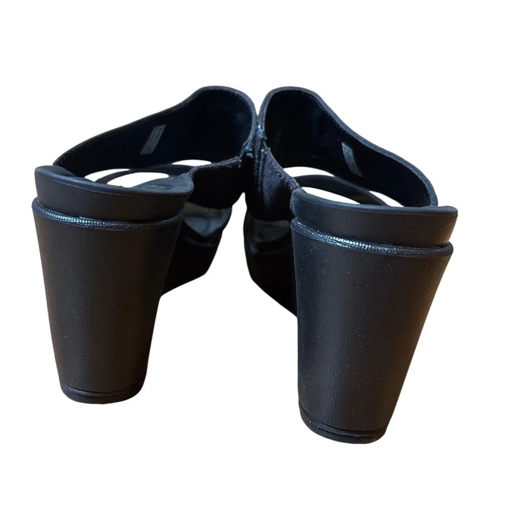 Crocs Leigh II Wedge Sandals Womens Black Dual Strap Slides SIZE 11